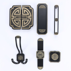 新中式櫃門把手衣櫃黃古銅小拉手櫥櫃門抽屜柜子明裝復古單孔拉扣