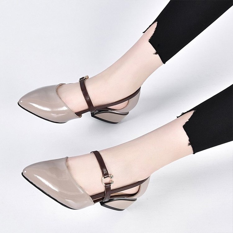 2024 nuevos zapatos de mujer tacones de cuero lacado de cuero suave cómodo de moda versátil de un solo pie para mujeres