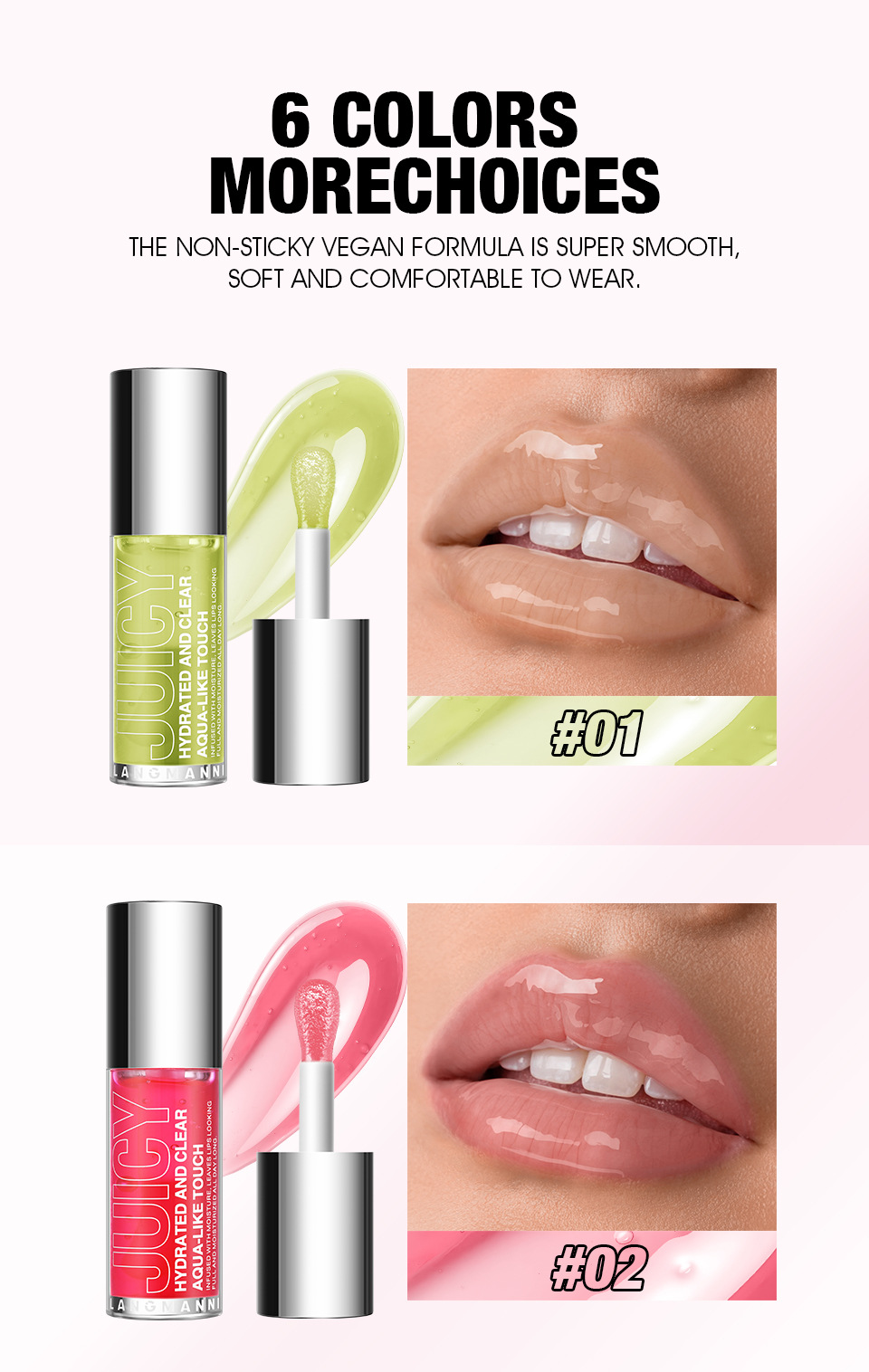 LANGMANNI 6-color large brush head lip oil and zirun lip oil are selling well on Amazon temu undefined