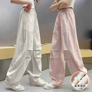 女童裤子夏款阔腿裤2025新款女大童洋气休闲裤儿童夏天弯刀裤长裤