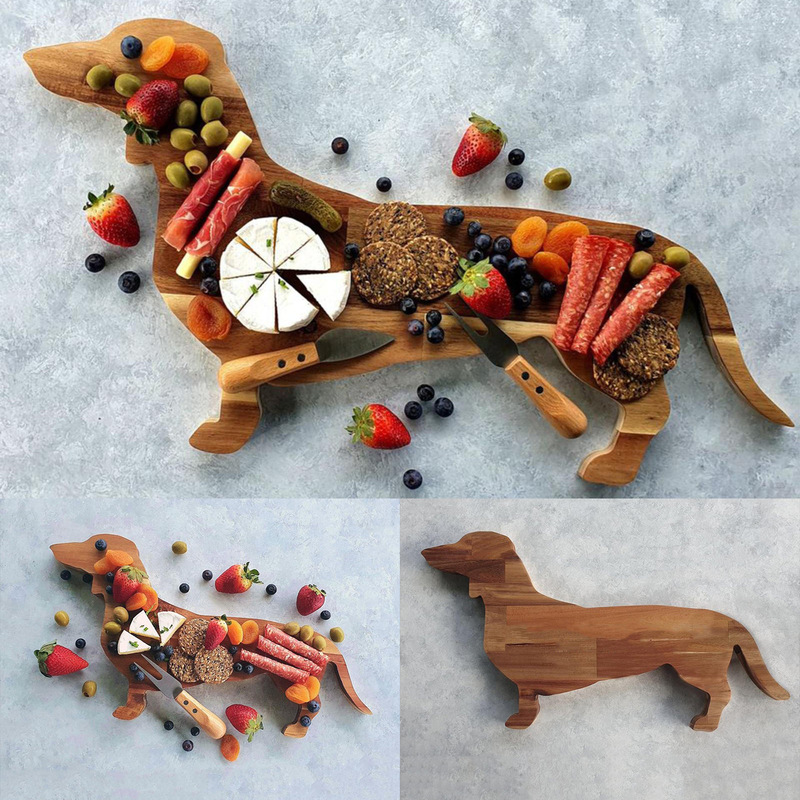 Solid wood tray dachshund wooden plate creative funny decorative decoration tray fruit cheese plate breakfast tray