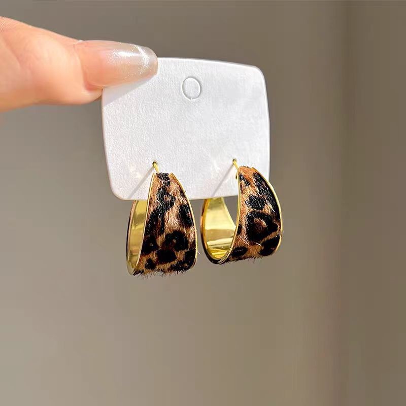 Plush leopard print earrings