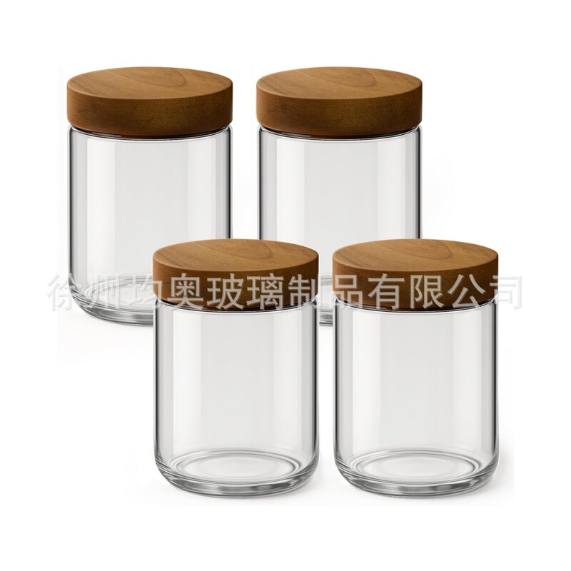 亚马逊玻璃密封罐相思木密封罐厨房食品坚果零食收纳罐|undefined