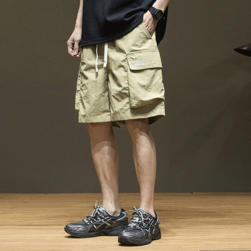 Japanese-Style Functional Waterproof Large-Pocket Work Shorts for Men, Retro Versatile Loose Sports Shorts, Casual Versatile Five-Point Pants