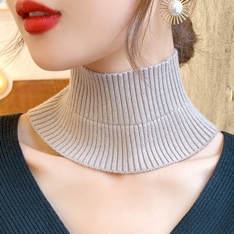 Cashmere collar women's knitted elastic turtleneck cervical neck warm covering scarf turtleneck fake collar hair band scarf