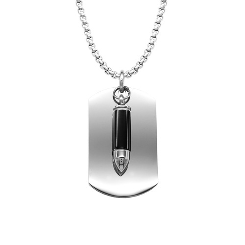 Cross-border European and American punk rock openable bullet military brand pendant men's titanium steel necklace stainless steel pendant
