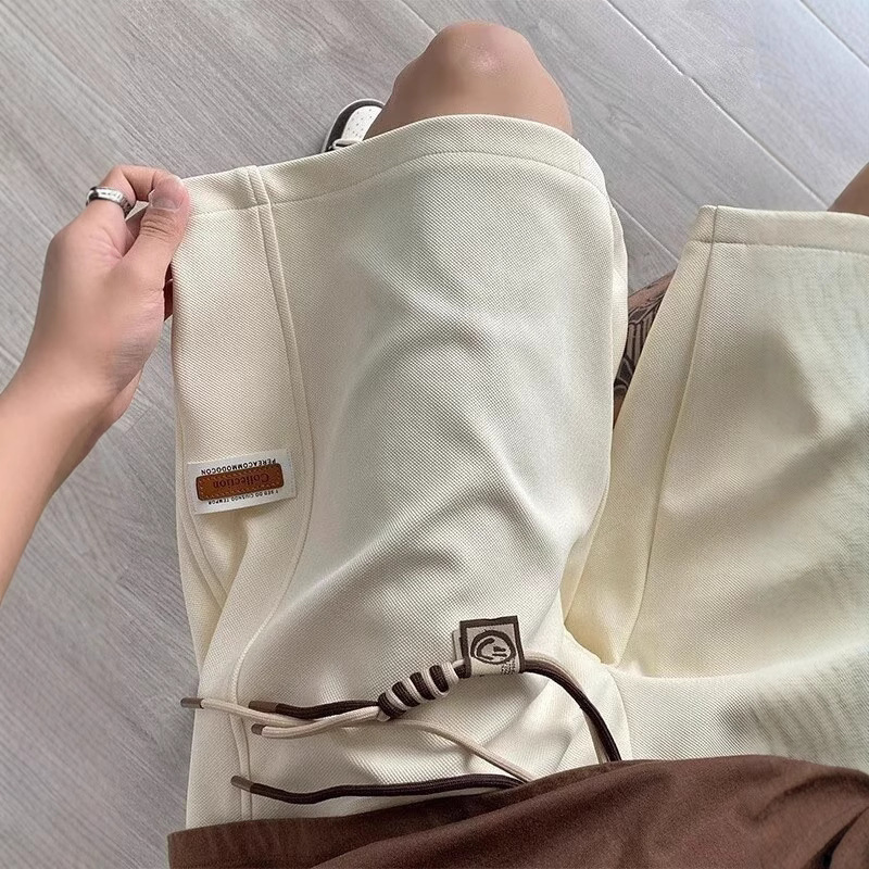 American Heavyweight Oversize Drawstring Sports Shorts Men's Summer New Youth Casual Loose Mid-Length Pants