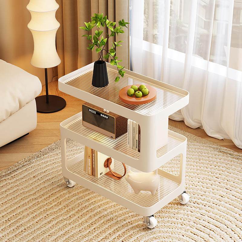 Sofa Side Table, Light Luxury Living Room, Movable Small Coffee Table, Trolley, Bedside Storage Rack, Side Cabinet