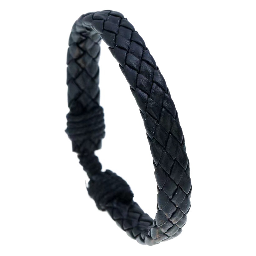 Moda europea y americana pulsera tejida a mano de cuero de vaca cuerda hexagonal columna colgante collar combinación traje joyería popular