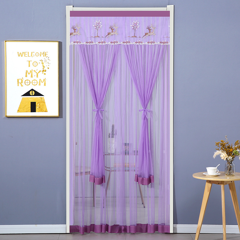 Punch-free Anti-mosquito Door Curtain Fabric Gauze Curtain Bedroom Lace Half Curtain Partition Curtain Privacy Four Seasons Home Hanging Curtain New Style