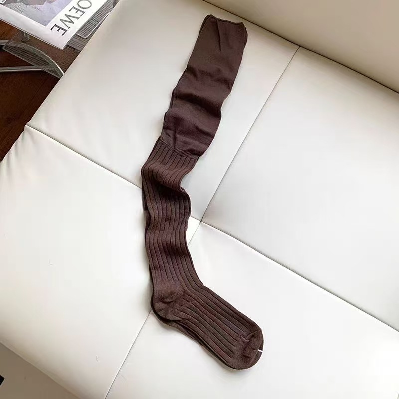 Botas largas sobre las rodillas, calcetines de primavera y verano, calcetines de pantorrilla delgada, botas japonesas de color sólido, calcetines de pila