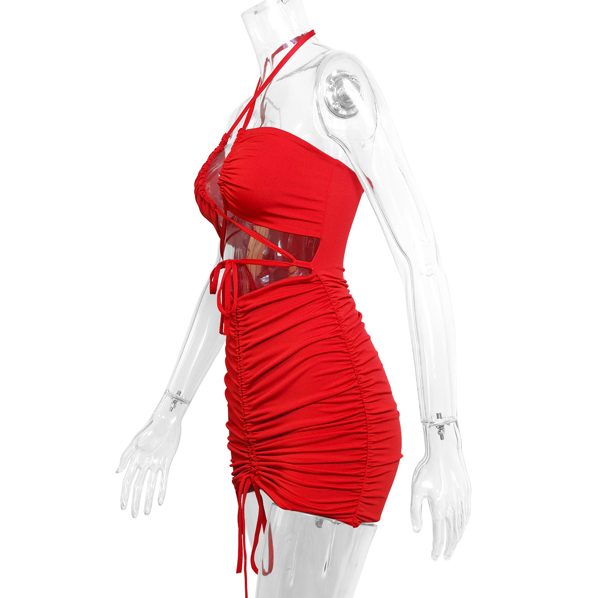 263g Weight Short Mini Dress Dress Length Type Sleeveless Sleeve Length Sheath Dress Dresses Type Spandex, Polyester Fabric Type Mid Waist Waist Line Holiday, Nightclub Occasion Halter Neck Neckline Skinny Fit Type Solid Color Pattern Summer, Spring Season Women's Gender Sexy Style Wholesale Women's Sexy Solid Color Holiday Nightclub Halter Neck Sleeveless Sheath Dress 14