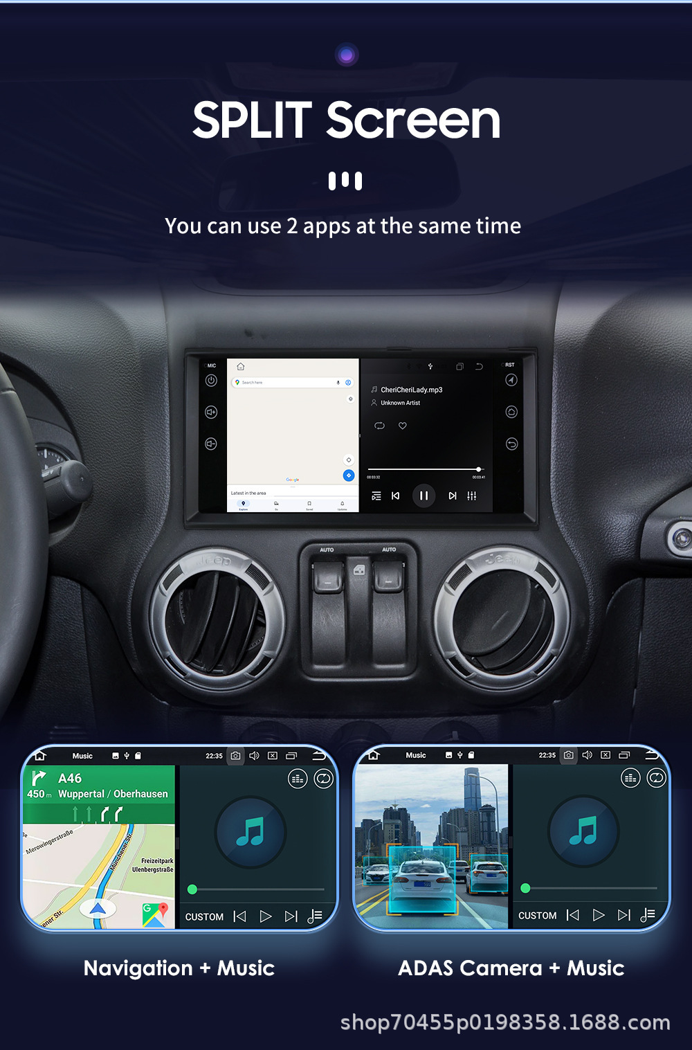 7-inch universal suitable for JEEP Jeep Guide Wrangler Dodge Android central control large screen car navigation