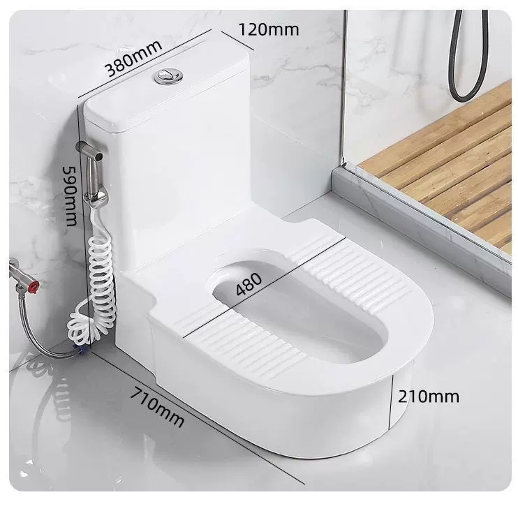 一体带弯免挖坑蹲便器马桶坐便改蹲便神器蹲厕免砌台陶瓷台式蹲坑