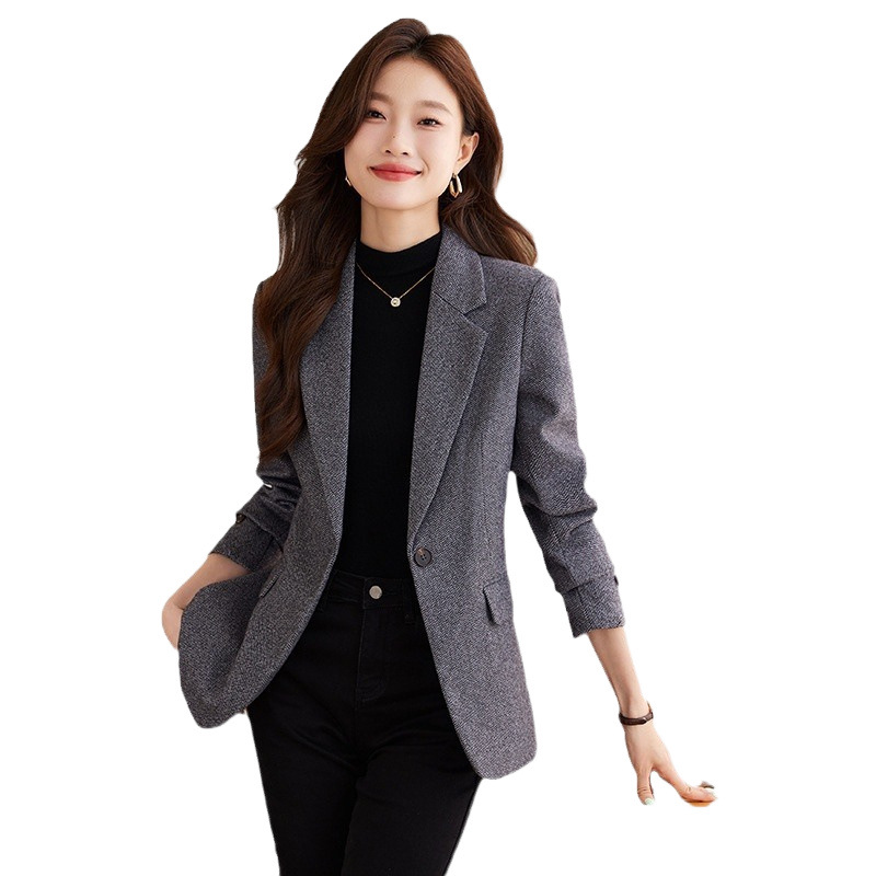 모직 작은 세트 재킷 여성의 가을과 겨울 2024 가을 새로운 캐주얼 하이 엔드 센스 작은 두꺼운 세트 탑