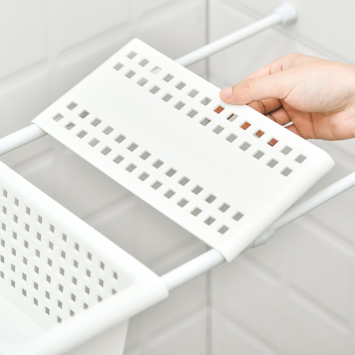 Wholesale Japanese style punch-free multifunctional storage telescopic rod bathroom shower curtain rod curtain rod under sink storage set