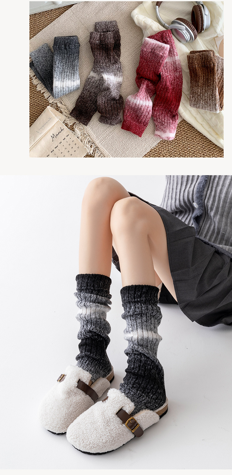 Scaldamuscoli Bootshang Calzini di cotone Calzini spessi autunnali e invernali a righe verticali Calzini caldi a contrasto sfumato Encore Calzini rossi in pile_voghion.com