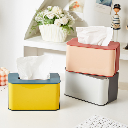 Plastic bathroom tissue box living room storage desktop ins style toilet tissue box household printed logo wholesale