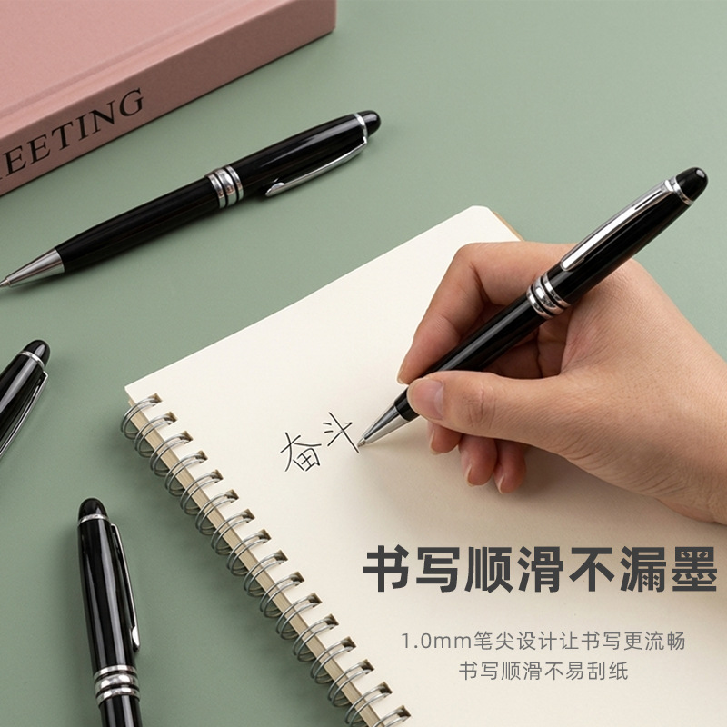 Bolígrafo de metal de alta calidad personalizado bolígrafo neutro comercial creativo publicidad firma impresión de logotipo escritura suave reunión de negocios