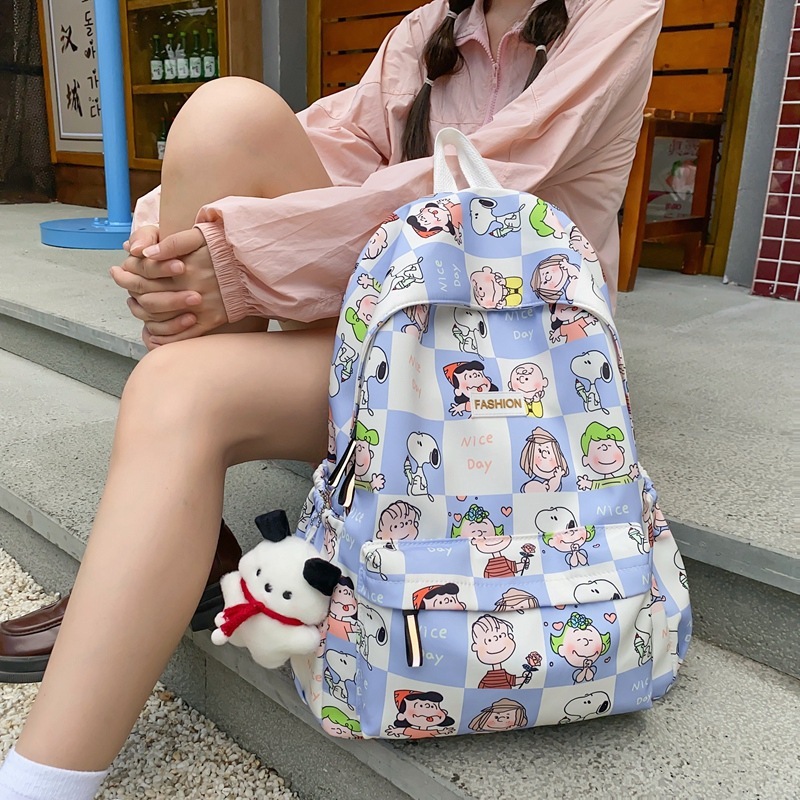 2025 新和風女子スクールバッグ中学生バックパックシンプルな無地多用途新鮮なバックパック|undefined