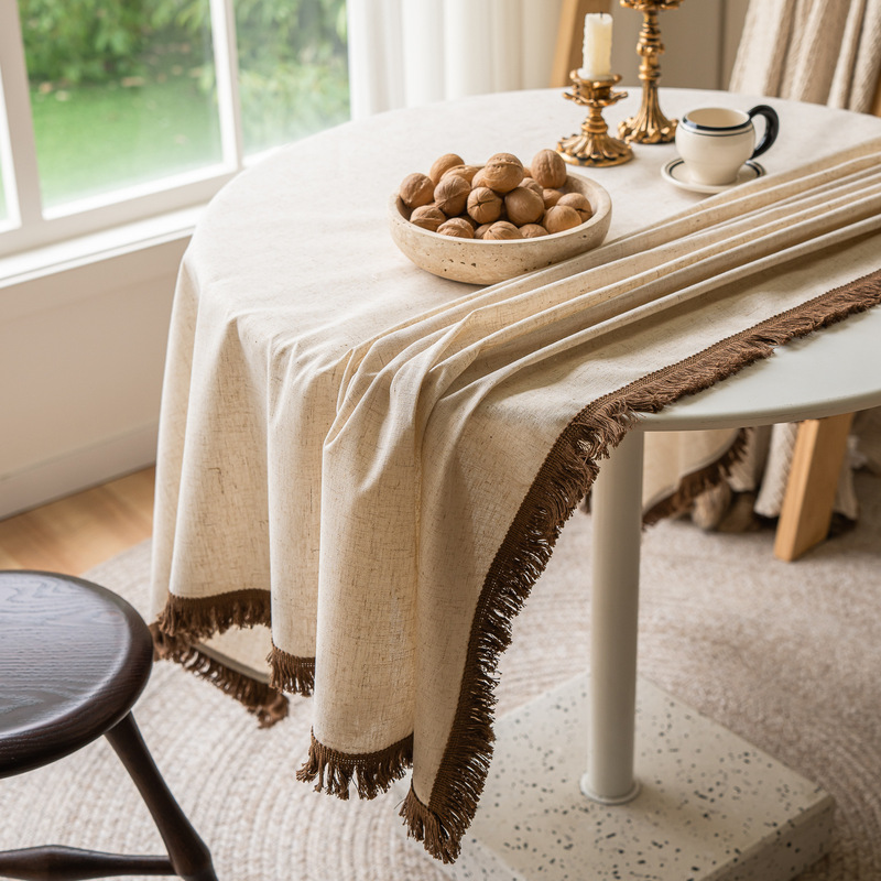 Solid Color Tablecloth Middle Coffee Japanese-style Cotton Linen Tablecloth Cover Japanese-style Korean-style Cross-border Background Coffee Table Mat