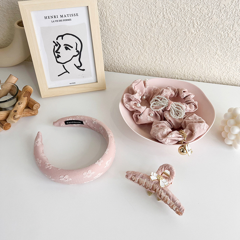 Girl Cherry Blossom Pink Flower Bow Hairpin Hair Rope Top Clip Hair Accessories display picture 2