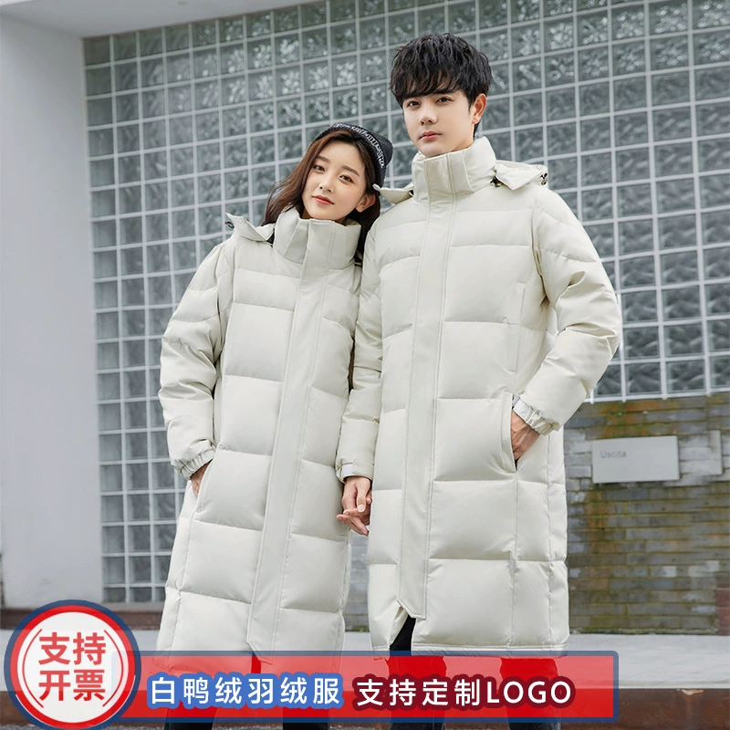 Трансграничная осенне-зимняя одежда для мужчин и женщин, пар, пуховик до колен, корейские Комбинезоны, Студенческая форма, вышивка логотипа