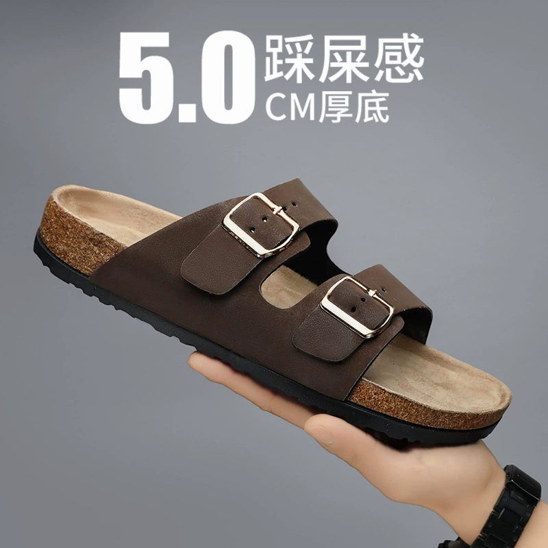 [Источник производителя] Birkenstock Shoes Тапочки на пробковой подошве для мужчин и женщин в одном стиле Матовая кожа Двубортная замшевая поверхность в стиле ретро