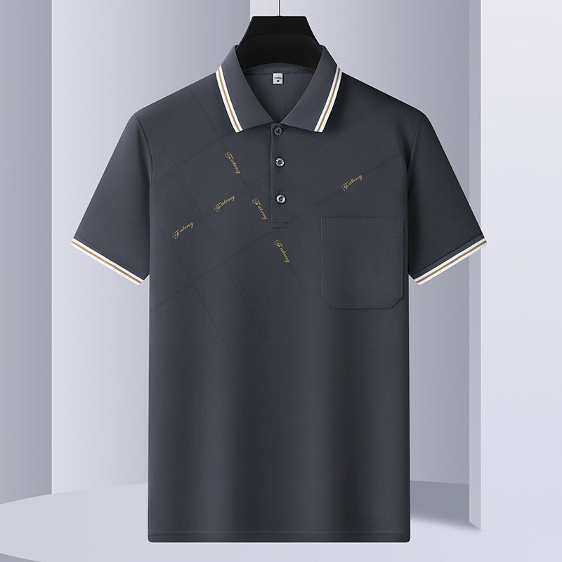 卸売り氷糸polo半袖tシャツ男性中年お父さん襟プリント夏青年運動tシャツ薄手|undefined
