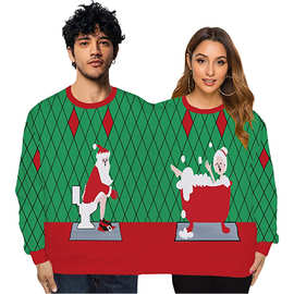 ugly  christmas sweater圆领双人圣诞节日毛衣欧美腈纶针织衫