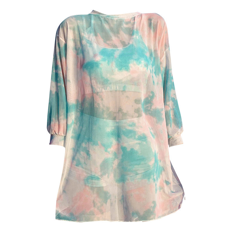 Traje de baño de dos piezas al por mayor de las mujeres de tres piezas blusa de moda protección solar adelgazamiento caliente primavera chica deportes traje de baño