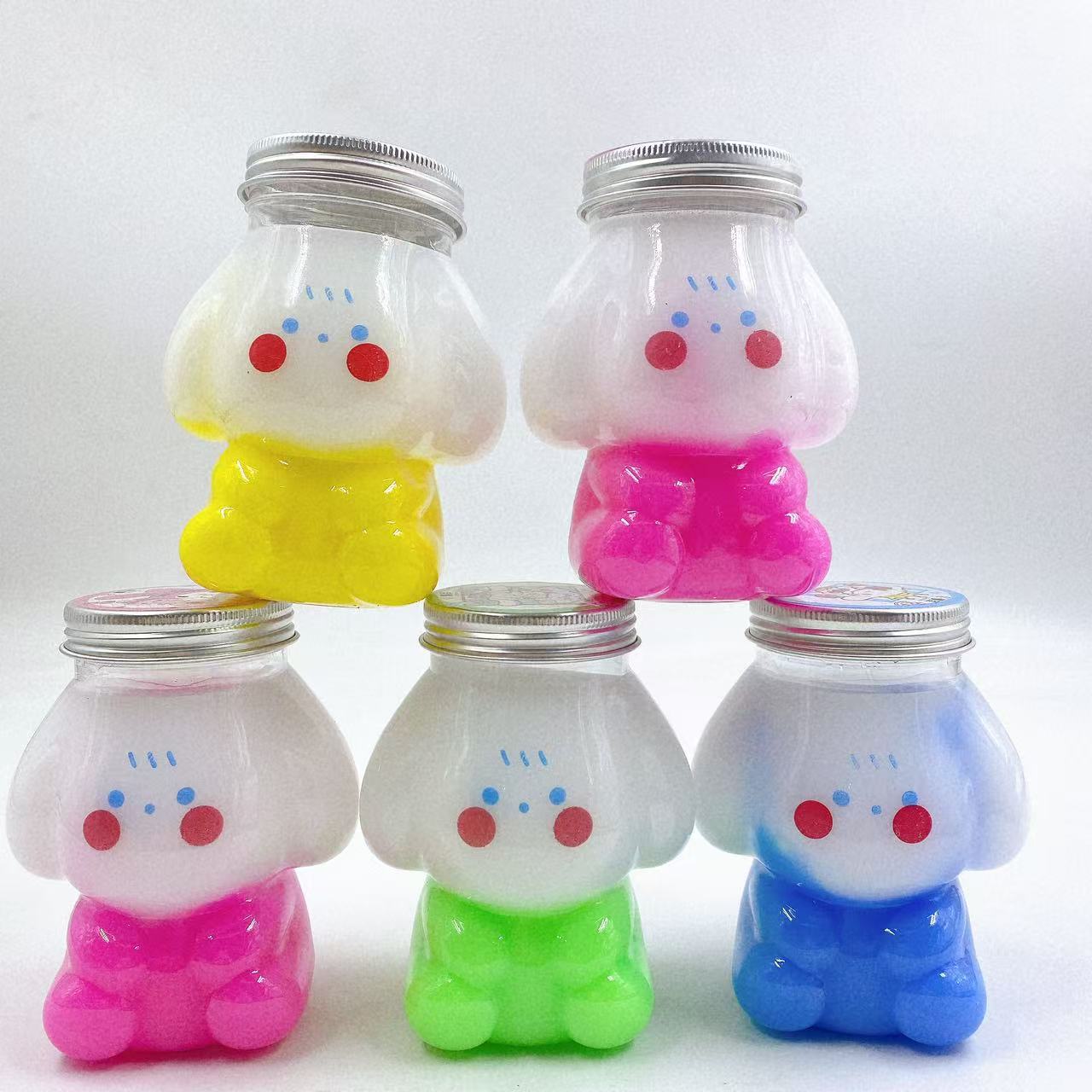 Nuevos dibujos animados abrazar leche goma espumante lindo barro de cristal juguetes de reducción de presión doble color falso acuarela barro al por mayor