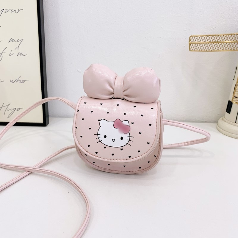 女童单肩包宝宝零钱包洋气波点蝴蝶结小女孩斜挎包kt公主零钱包