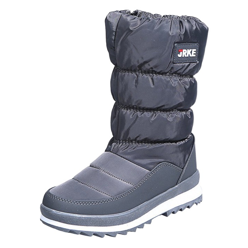 Botas de nieve de fondo grueso de punta redonda de comercio exterior para mujeres más el tamaño de forro polar engrosado cremallera lateral media pantorrilla botas de algodón deseo camuflaje zapatos cálidos