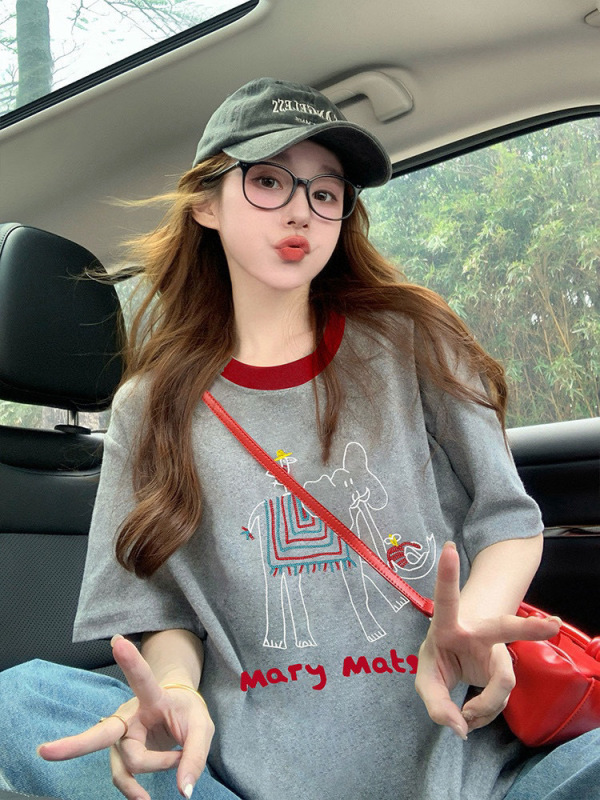 Suoreoe ® 女の子向けの9つの純綿半袖Tシャツコレクション、ゆったり、スリム、快適、多用途の半袖Tシャツ、ドロップシッピング|undefined