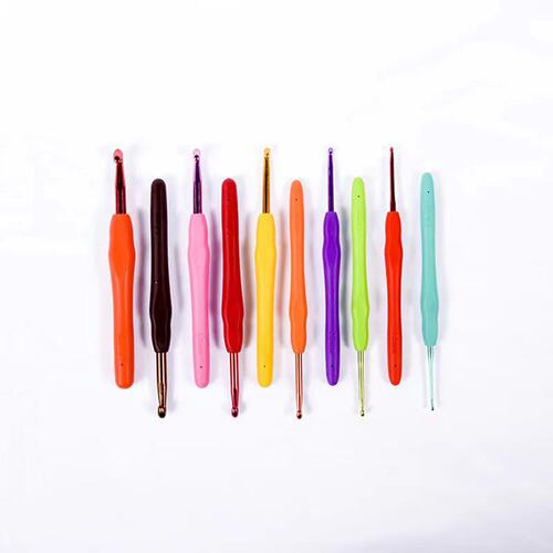 High-end New Wholesale Colorful Crochet Kit Single-headed Silicone Soft-handled Solid Crochet Needle Set for Embroidery