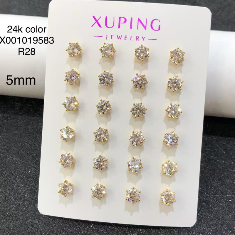 24k color plated 5mm six claws, 12 pairs per card