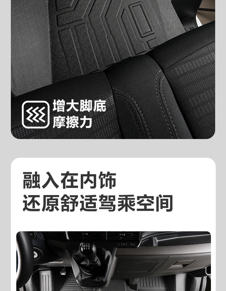 T8 Foot Mats for Jiangling Ford Transit 2024 Modified Accessories TPE