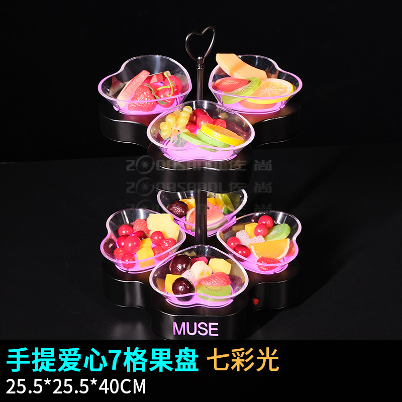 Zuochang nuevo bar luminoso snack placa KTV Mesa dedicada LED snack plato snack placa en forma de corazón plato de fruta estante