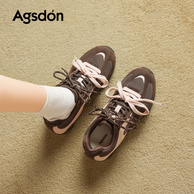 Augu Shi Deng marrón zapatos de entrenamiento para mujeres 2025 nuevo invierno de otoño gran belleza ballet Gump zapatos deportivos casuales