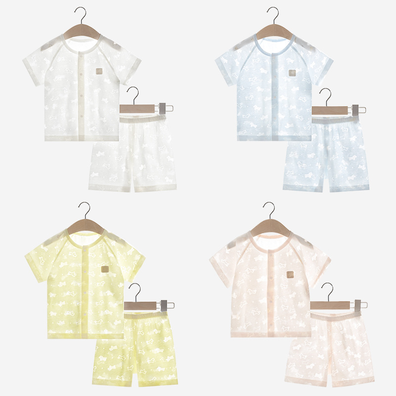Bebé de manga corta traje de verano niño niña niño ropa delgada niños cardigan split dos piezas conjunto Bebé Ropa de verano