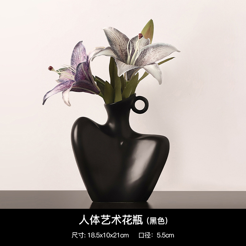 Clavicle vase (matte black) floral set