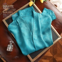 现货新中式外贸法国意大利女装新高端桑蚕丝V领上衣女长袖衬衫秋