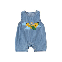 婴儿无袖牛仔连体衣宝宝包屁衣夏天婴儿衣服夏季背心婴儿连体衣