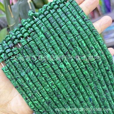 Eye Spot Wheel Spacer Beads: Zərgərlik ara hissələri - synthetic-malachite-36mm