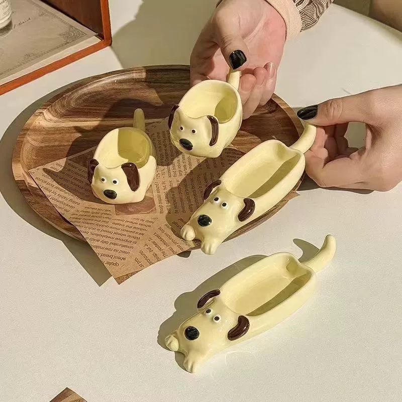 Ins ветер новый мультяшный владелец собаки керамический соус мисо блюдо приправы для креативных палочек для еды многофункциональный дом