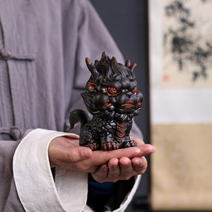 Creative purple pottery fire Kirin tea pet decoration lucky and nourishing boutique gift box tea table tea table playthings can be delivered on behalf of one piece