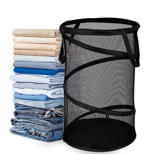 Dirty clothes storage basket cylindrical dirty clothes basket mesh clothes storage basket household large laundry basket dirty clothes basket