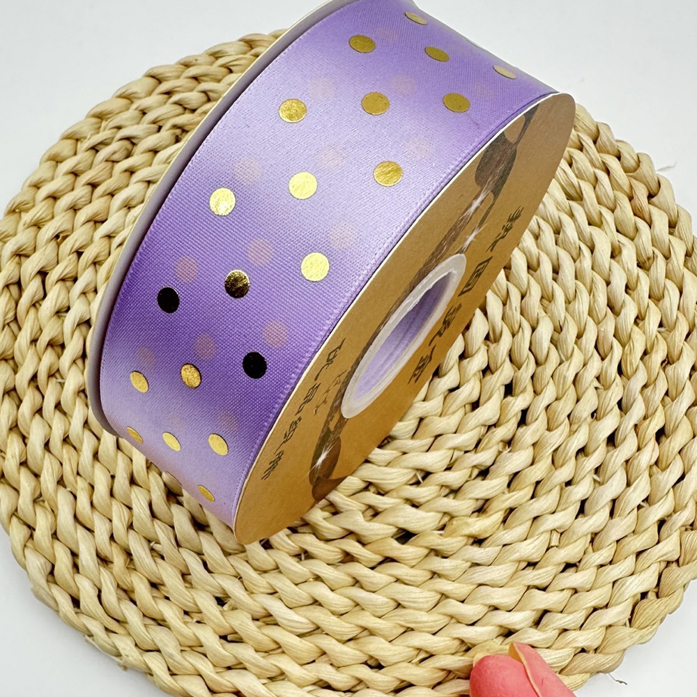 4CM gran punto dorado cinta acompañante regalo de mano embalaje flor caja de pastel decoración punto de onda hecha a mano cinta de poliéster DIY