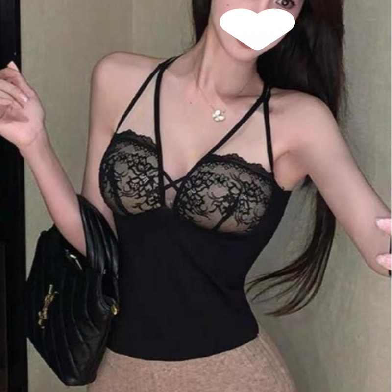 Tejería de malla de encaje de hielo hermoso cinturón de espalda mujer cojín de pecho integral delgada ropa interior de encaje sexy